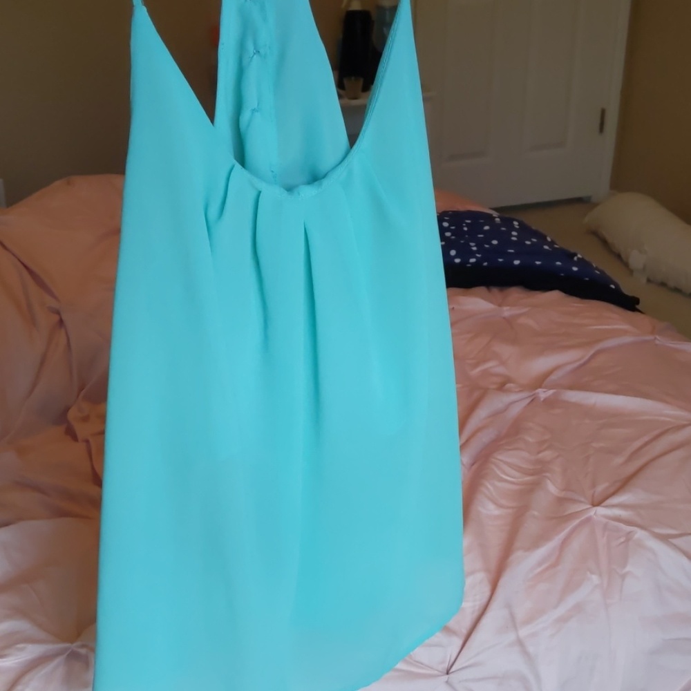 Blue flowy tank